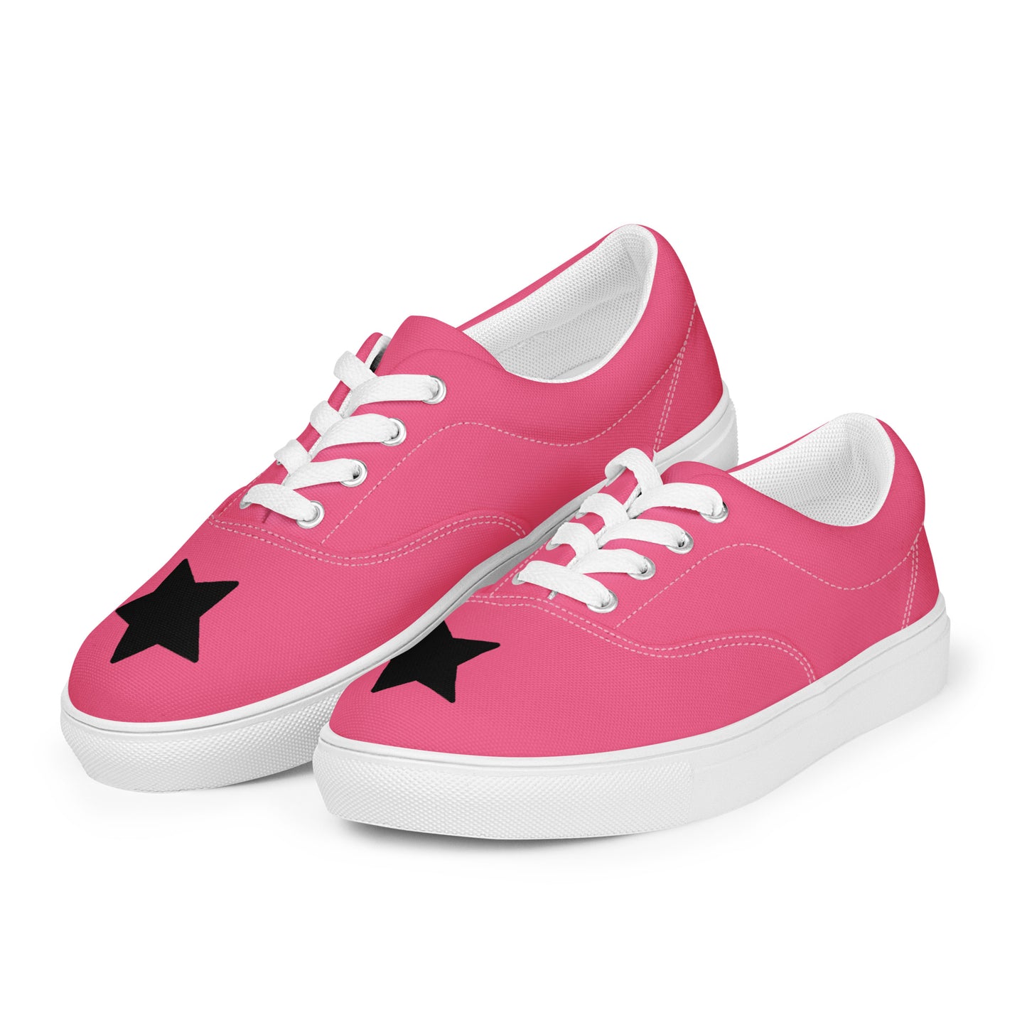 Women’s Black Star Pink Lace-up Canvas Shoes