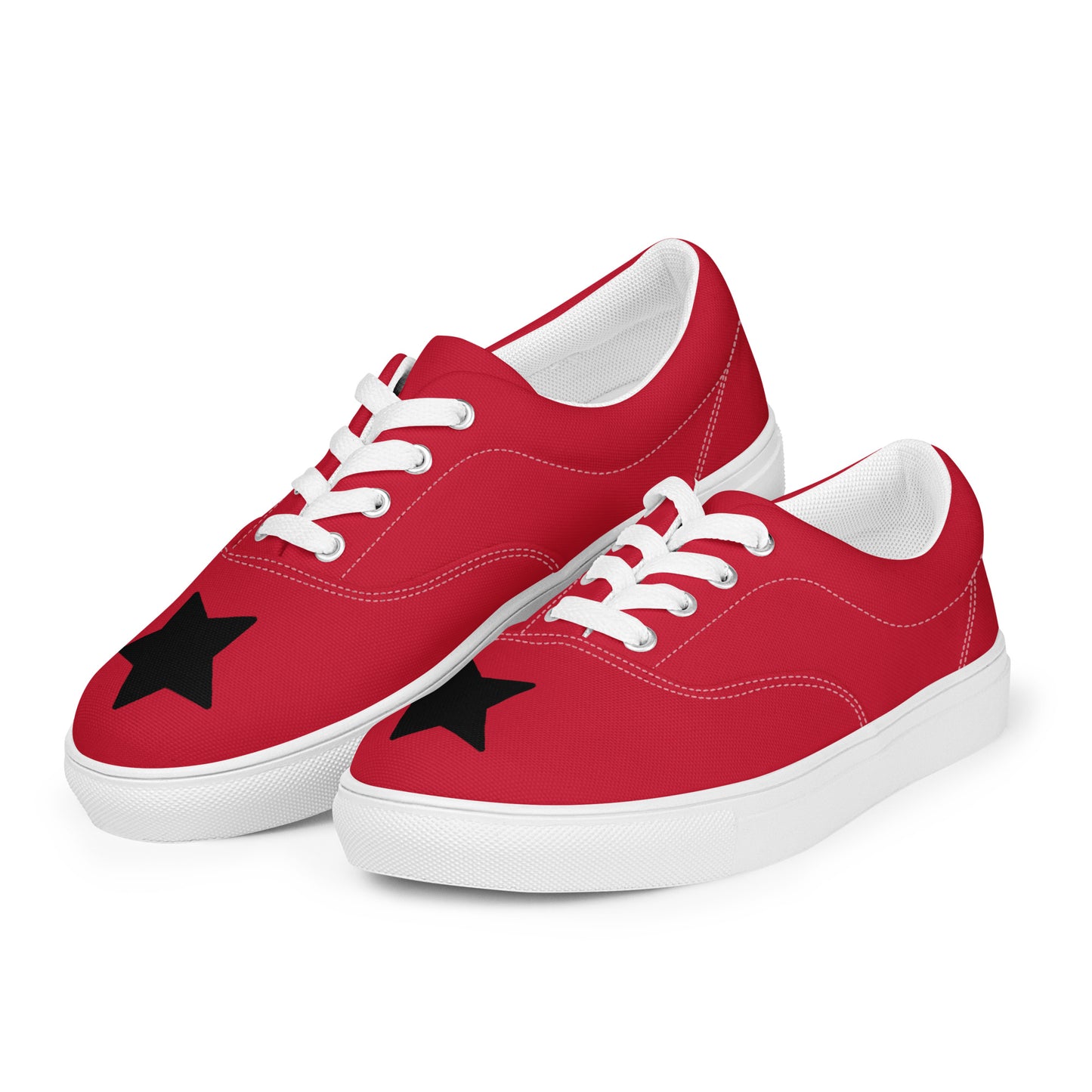 Women’s Black Star Red Lace-up Canvas Shoes