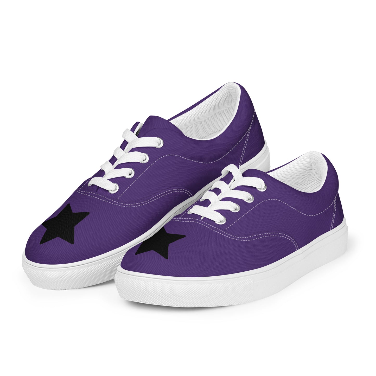 Women’s Black Star Purple Lace-up Canvas Shoes