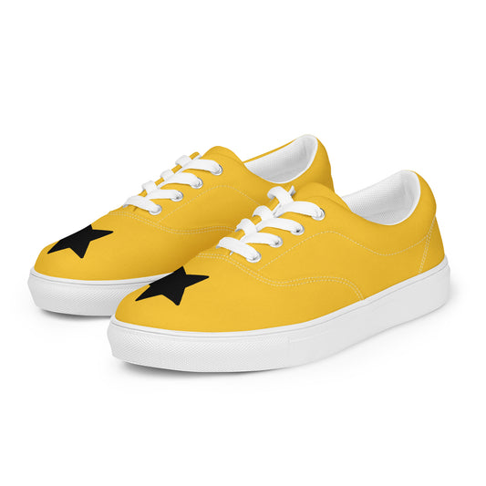 Women’s Black Star Yellow Lace-up Canvas Shoes
