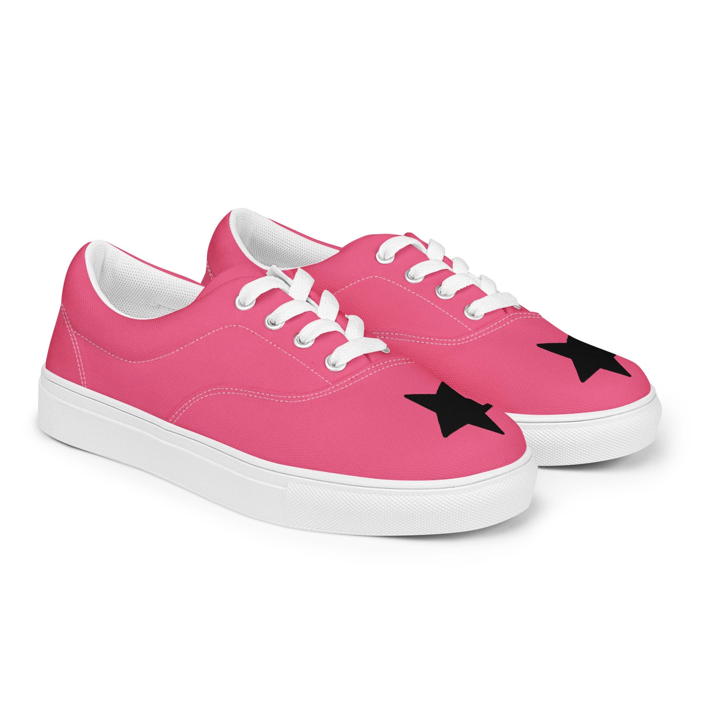 Women’s Black Star Pink Lace-up Canvas Shoes