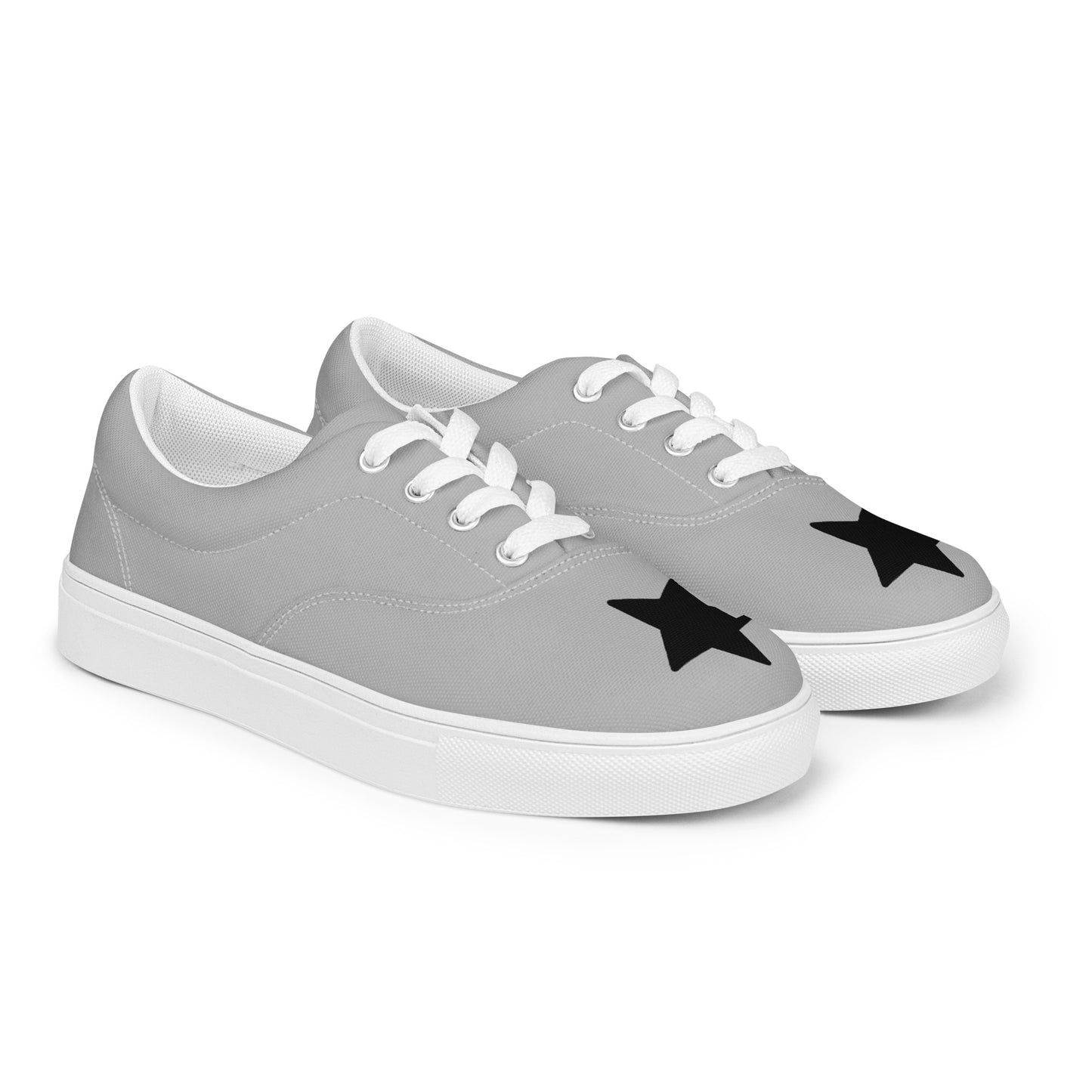 Women’s Black Star Silver Lace-up Canvas Shoes