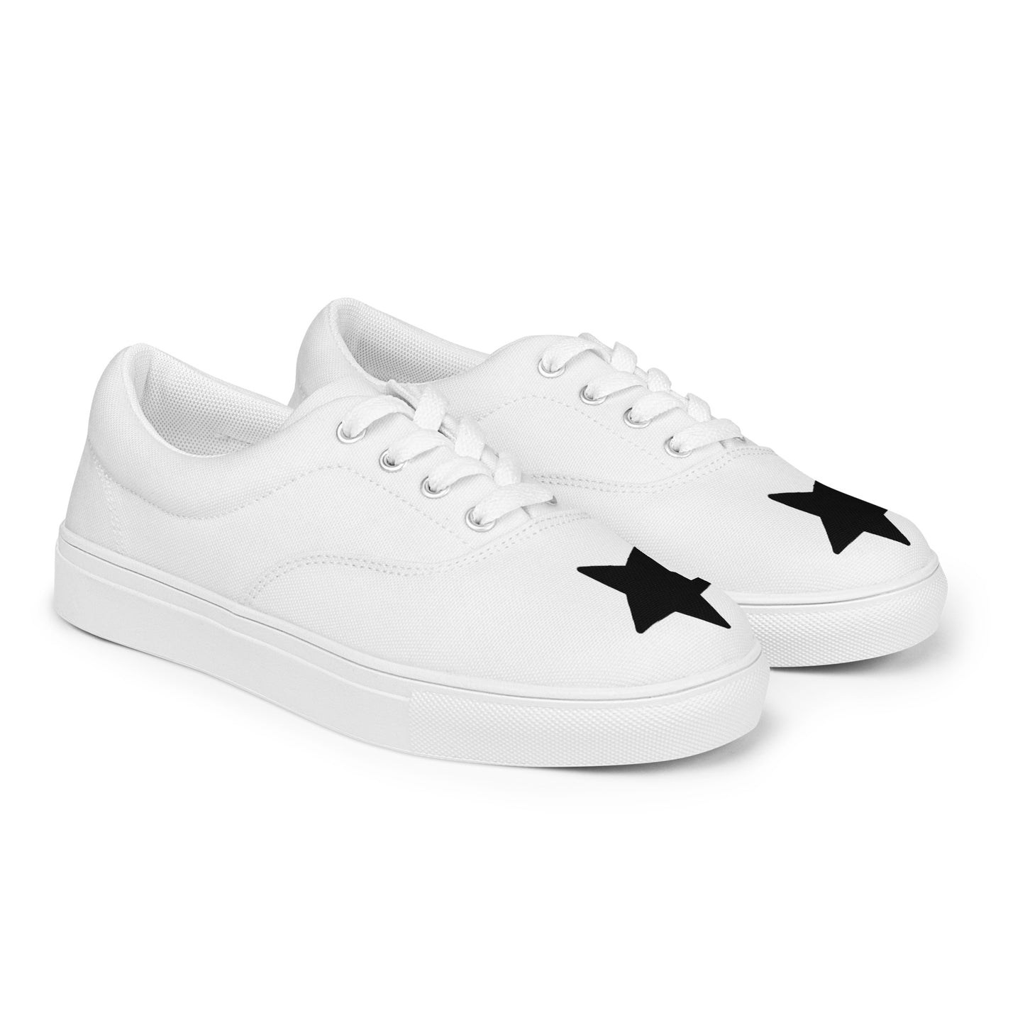 Women’s Black Star White Lace-up Canvas Shoes