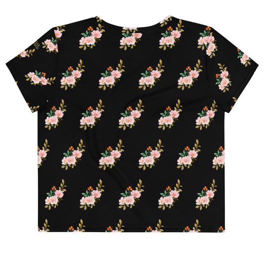 Pink Flowers All-Over Print Crop Tee