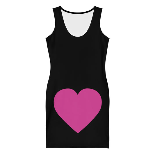 Pink Heart Black Mini Dress