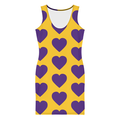 Purple Hearts Yellow Mini Dress