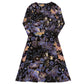 Dark Floral Long Sleeve Midi Dress - Michelle Francisco