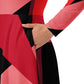 Red Black Art Long Sleeve Midi Dress
