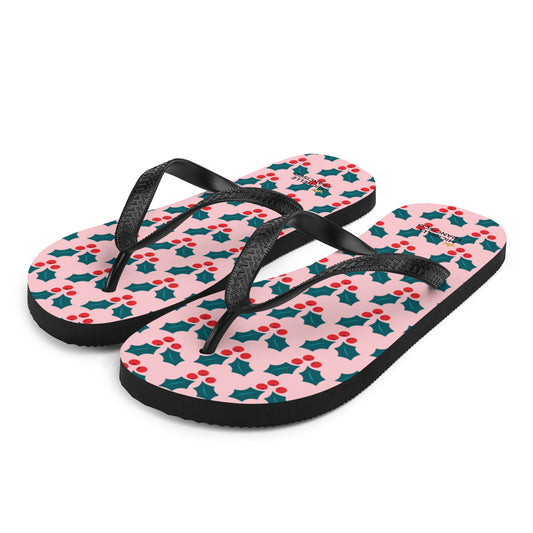 Pink Mistletoe Flip-Flops